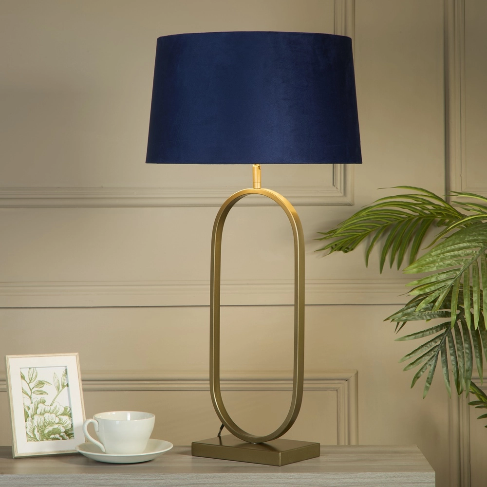 Tischlampe Modish Bronze mit blauer Kappe Searchlight 5053423306339