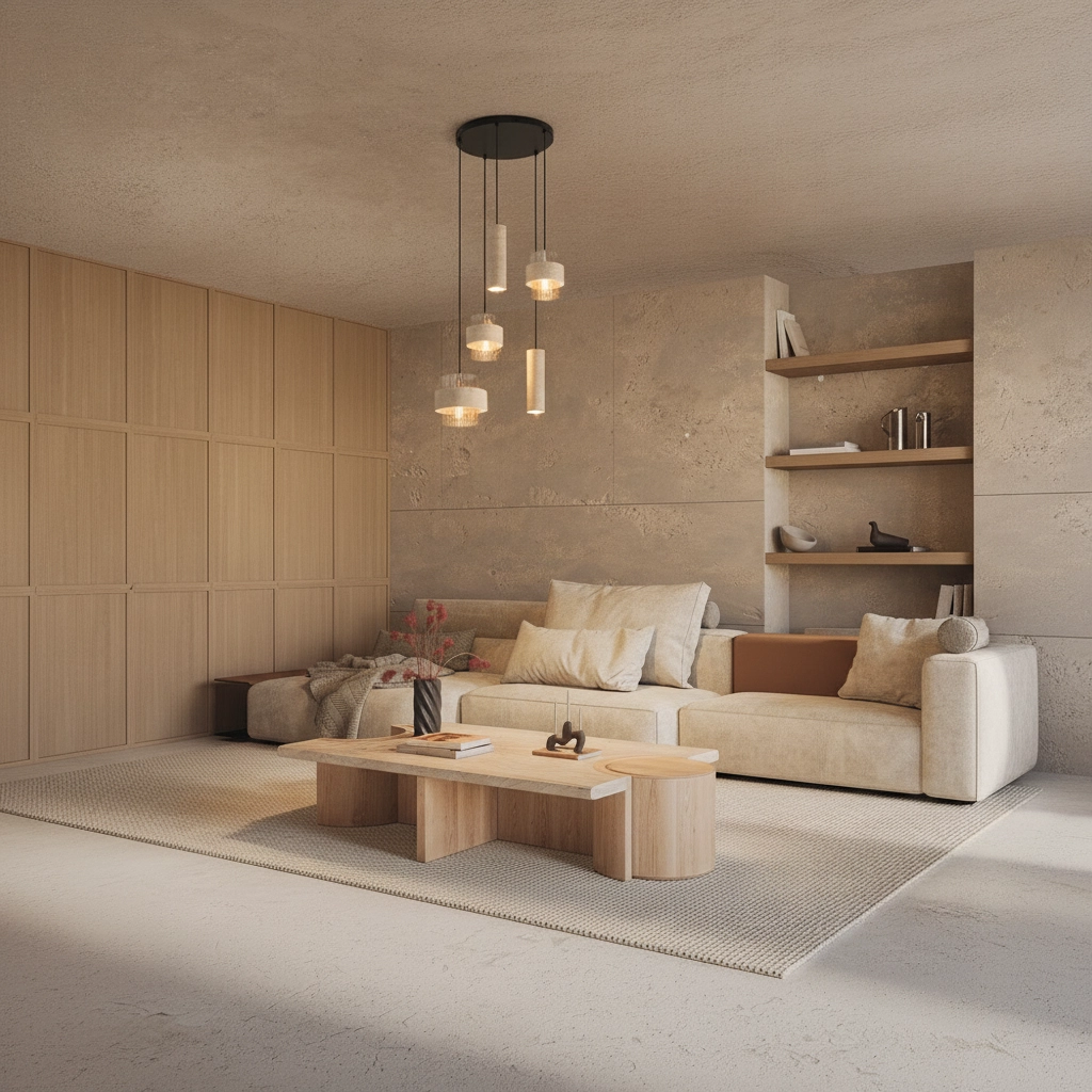 Moderne Pendellampe Melony Sandbraun