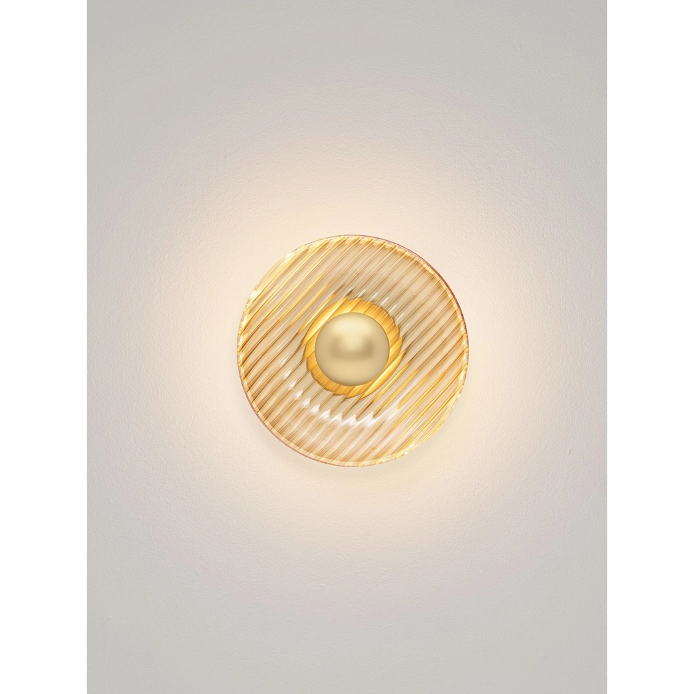 Wandlampe Lavina Gold mit Bernsteinglas Ø 25 cm Lyora 5212063501416