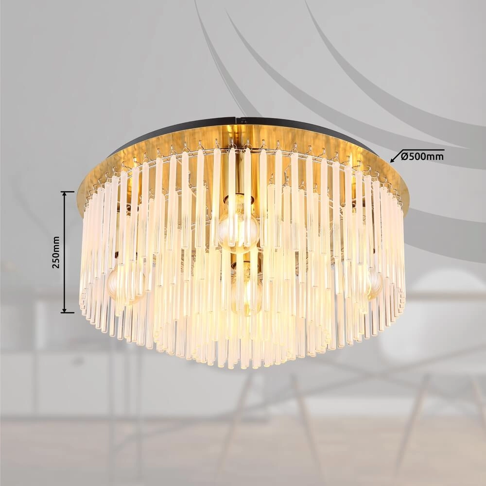 Schwarze Deckenleuchte Gorley mit Glas Ø 50cm Globo 9007371455133