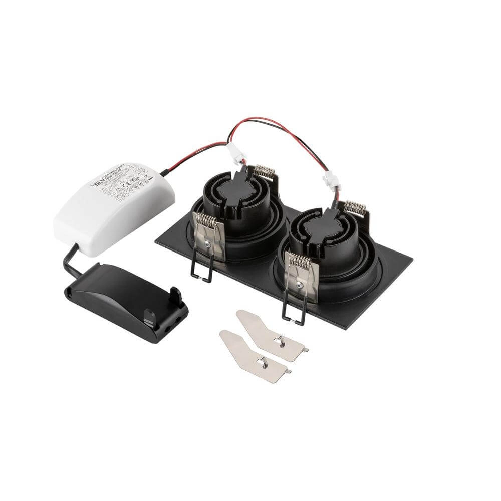 Schwarzer Einbaustrahler New Tria 155 2x LED 2700K SLV 4024163297073