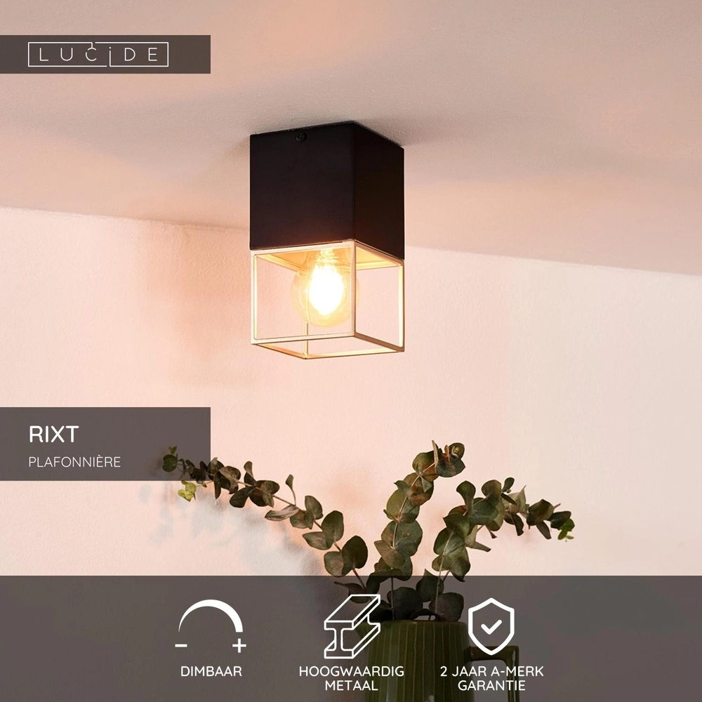 Elegante Deckenlampe Rixt Einzelschwarz mit Gold Lucide 5411212211040