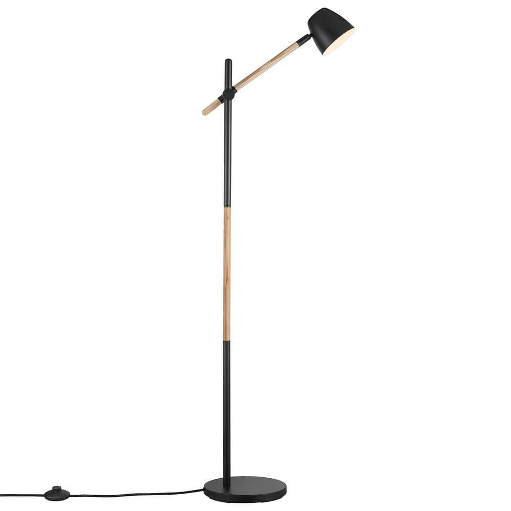 Stehlampe Theo schwarz mit Holz