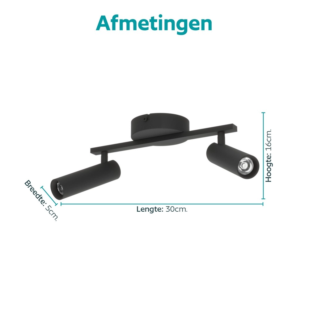Oberflächenmontierter Spot Valproto 2-Licht Schwarz Eglo 9008606390366