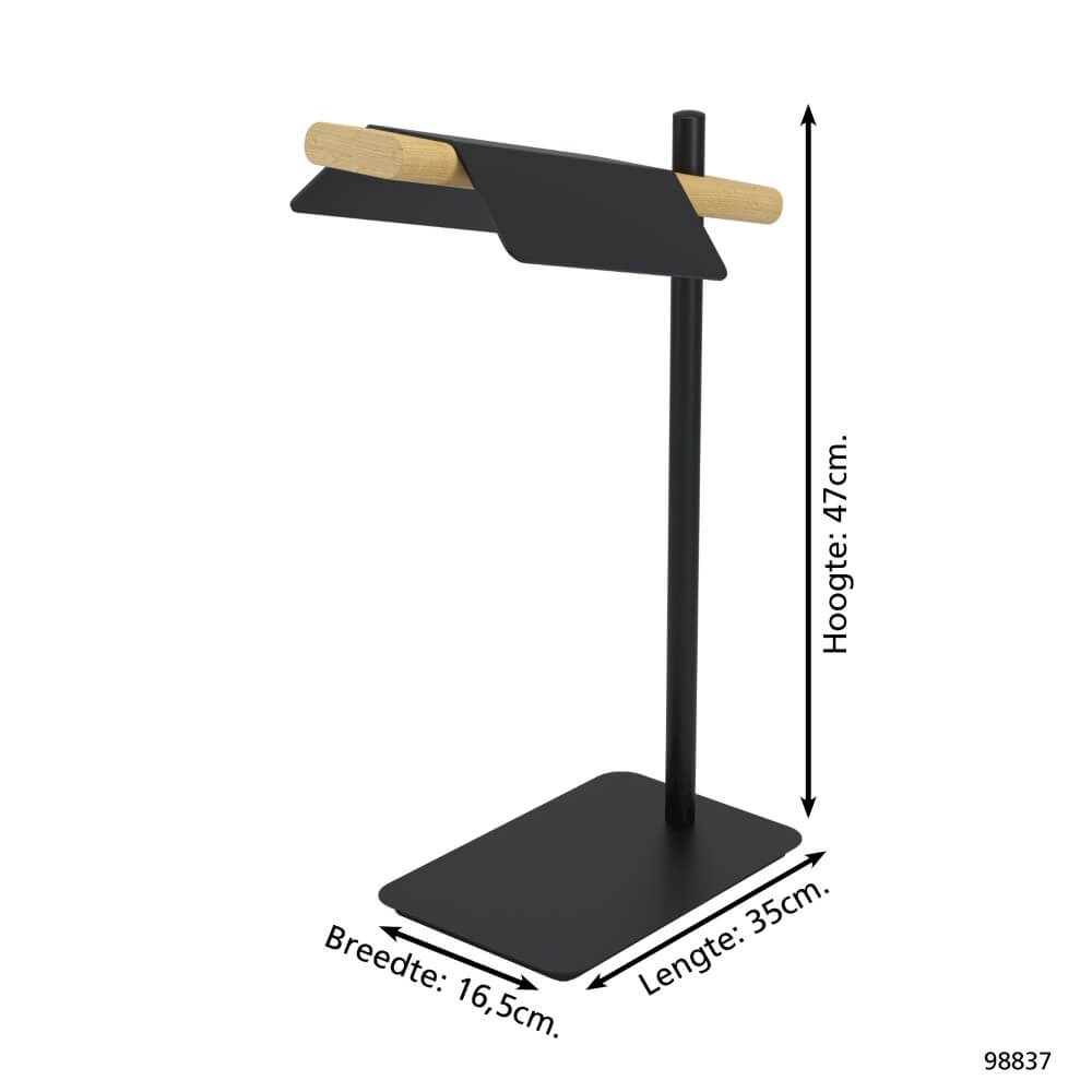 Schreibtischlampe Ermua schwarz mit Holz Eglo 9002759988371