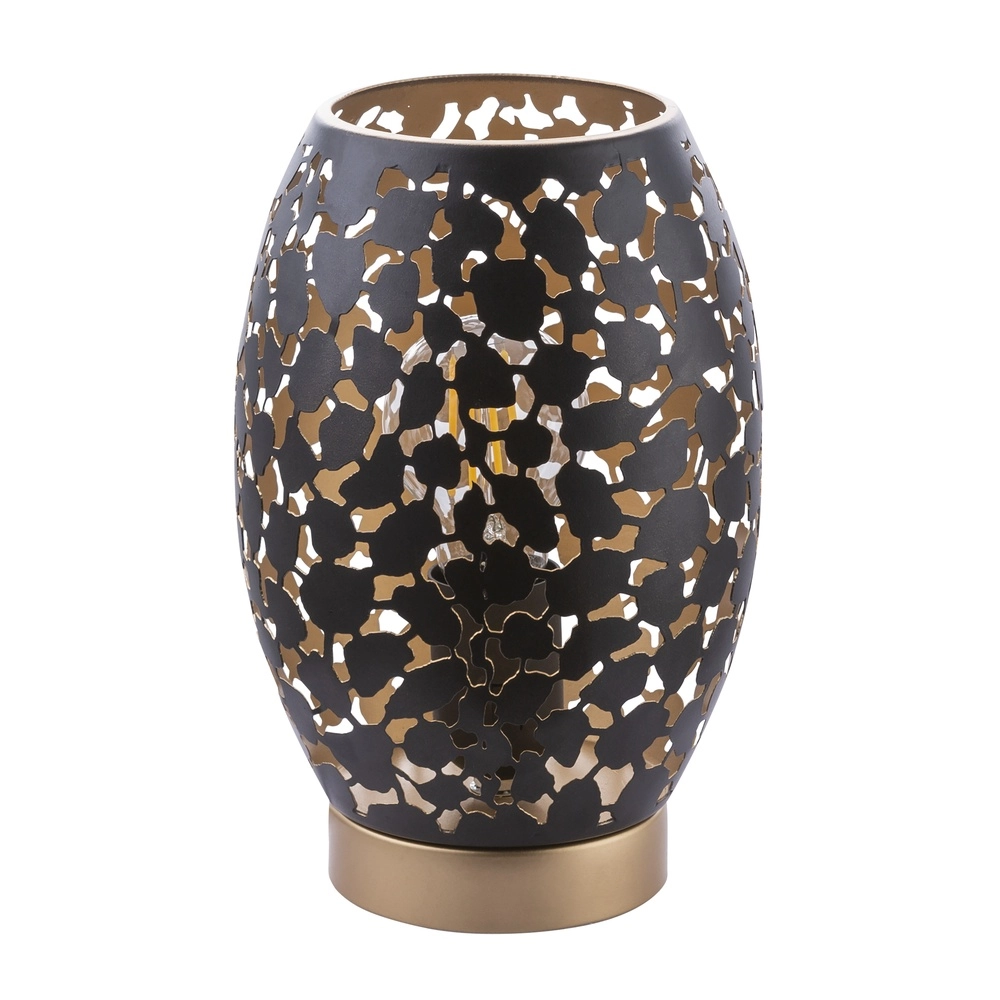 Tischlampe Narri Schwarz mit Gold – grobe Löcher Globo 9007371378555
