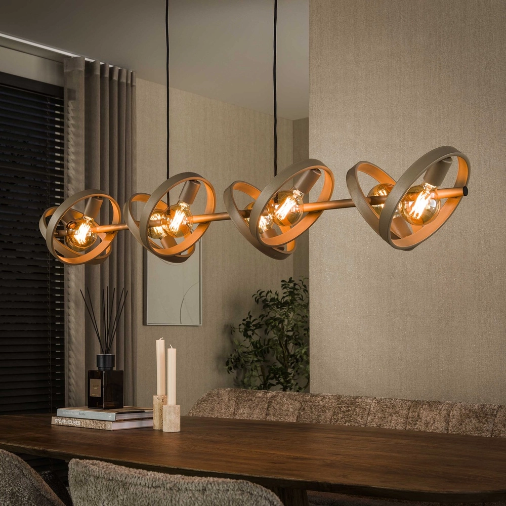8-Ringe-Pendellicht-Esstisch Hover Sand – Ø 26 cm Lyora 8716803513372