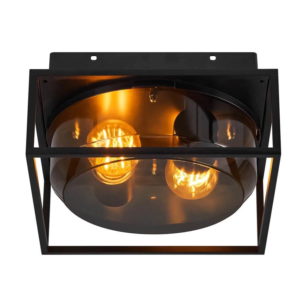 Black ceiling lamp IP44 Griffin with smoke window Nordlux 5704924010767