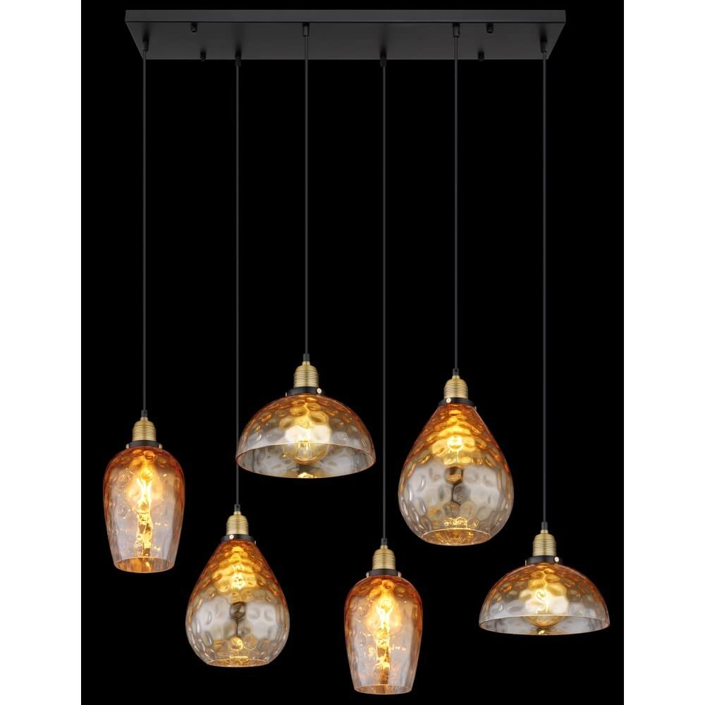 6-flammige Pendelleuchte Salvy Braunglas-Wabe Globo 9007371445608