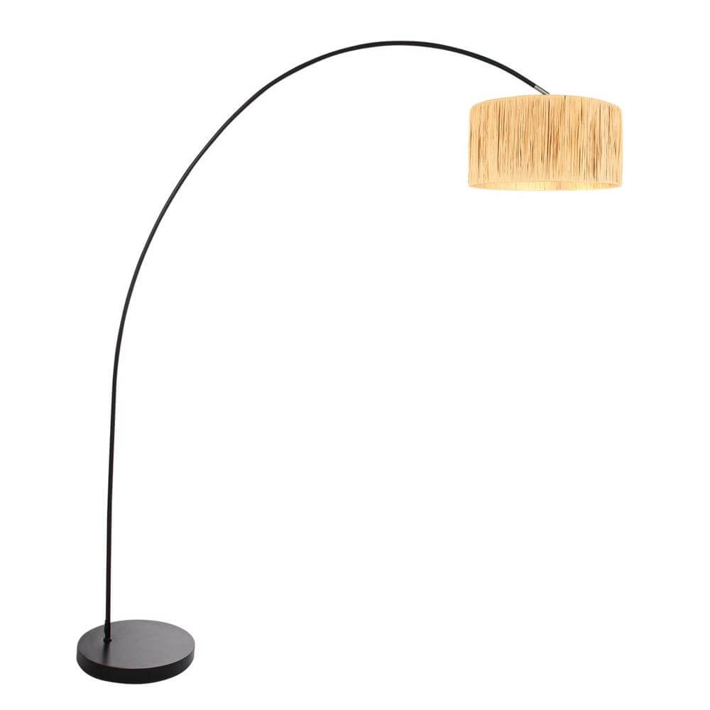 Bogenlampe Solva schwarz mit Strohschirm Steinhauer 8712746172393