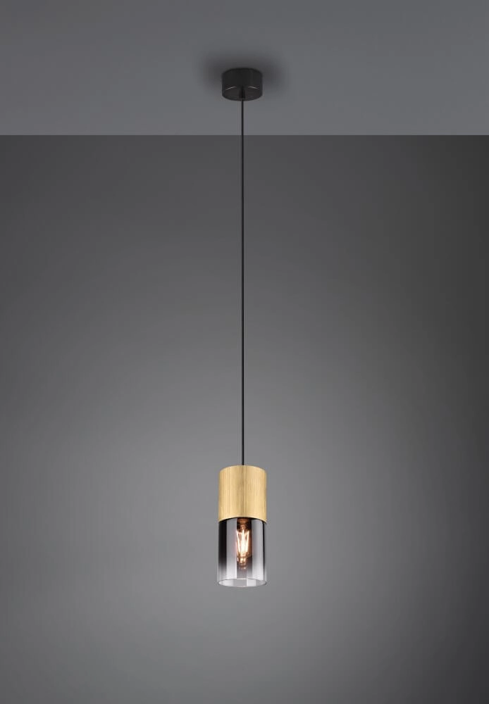 Hängelampe Robin Anhänger Holz mit Schwarz Trio 4017807507478