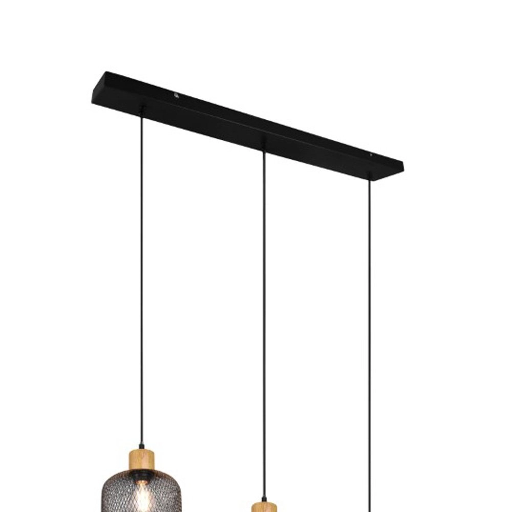 Pendelleuchte Calimero 3 Lichtschwarz mit holz Trio 4017807489507