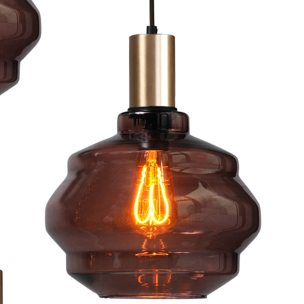 3-flammige Loft-Hängelampe - Gold - Porto mit kugelroten Gläsern - Ø 24cm Masterlight 8718121270708