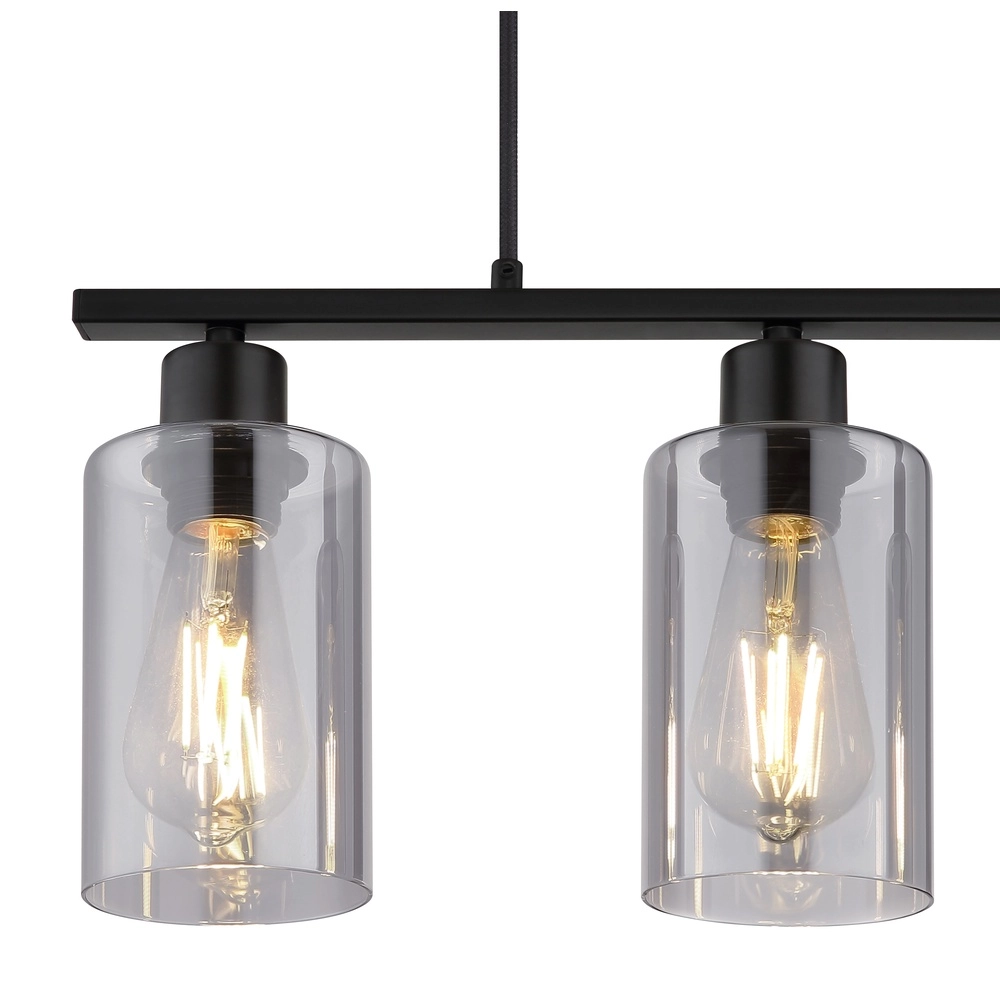 Pendellampe Hadera 3-Licht Schwarz mit Rauchglas Globo 9007371578689