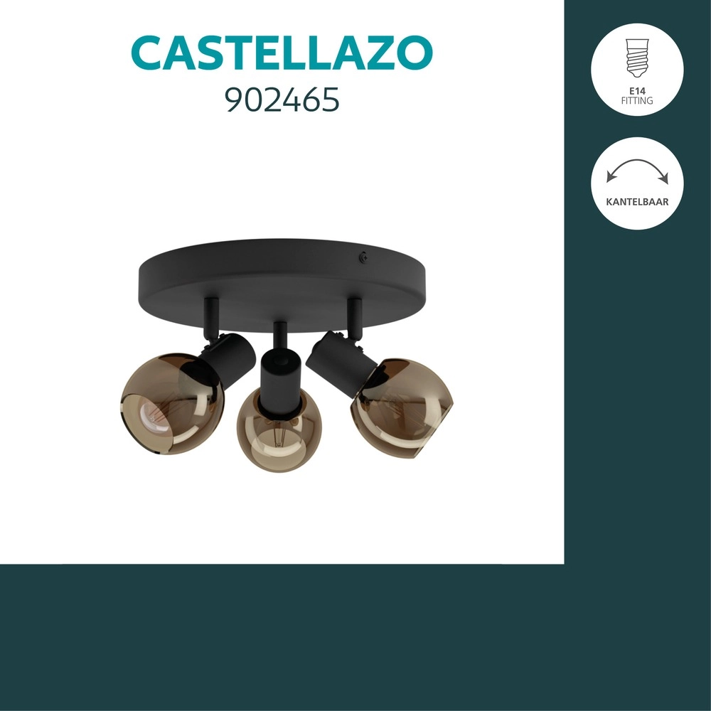Deckenlampe Castellazo 3-hell schwarze Ø 25cm