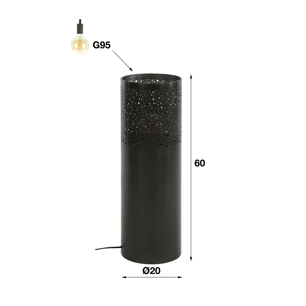 Orientalische Stehlampe Cylinder 60 cm – schwarzer Nickel Lyora 8716803511286