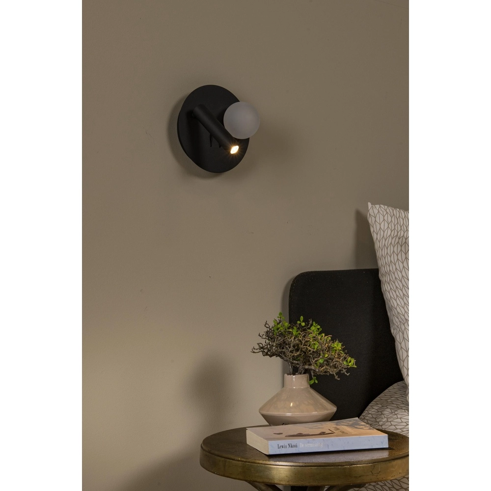 Design-Nachttischlampe Matiz Schwarz mit USB-Ladepunkt Lucide 5411212771322