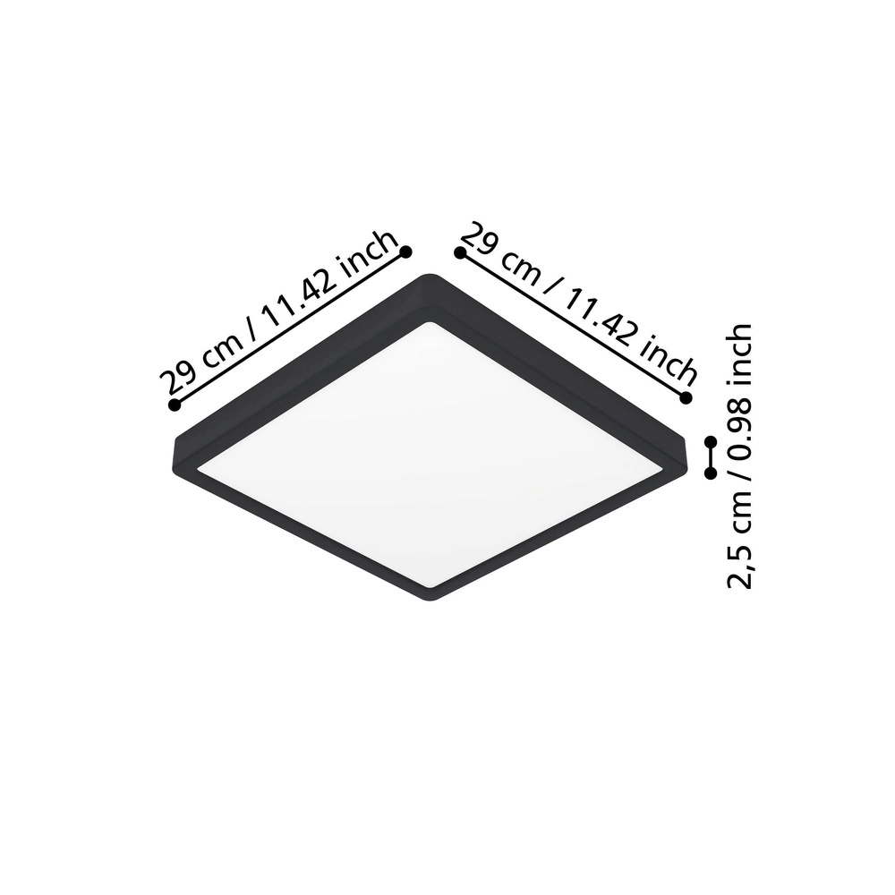 LED-Deckenlicht Fueva 6 Quadrat – Schwarz – 29x29 cm Eglo 9008606330126