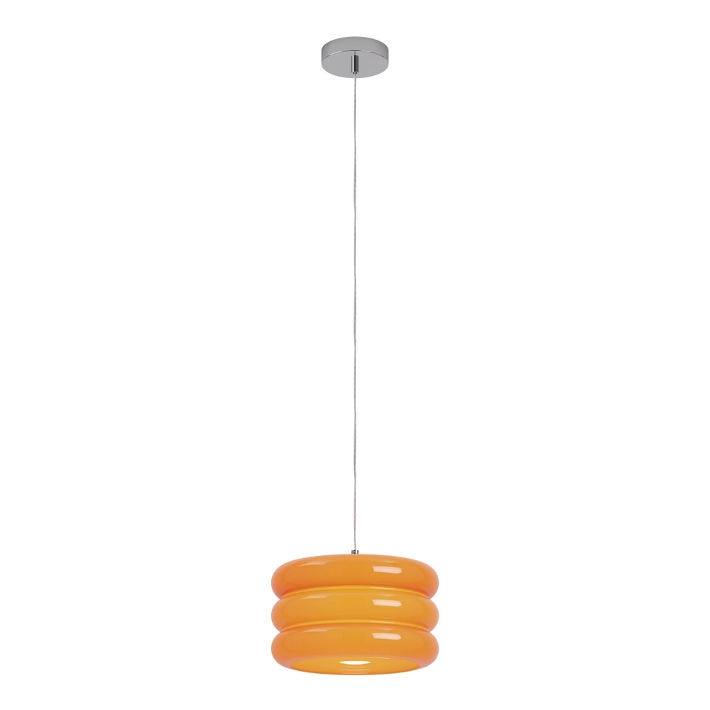 Design-Pendellampe Tortora Chrom mit orangefarbenem Ø 30cm