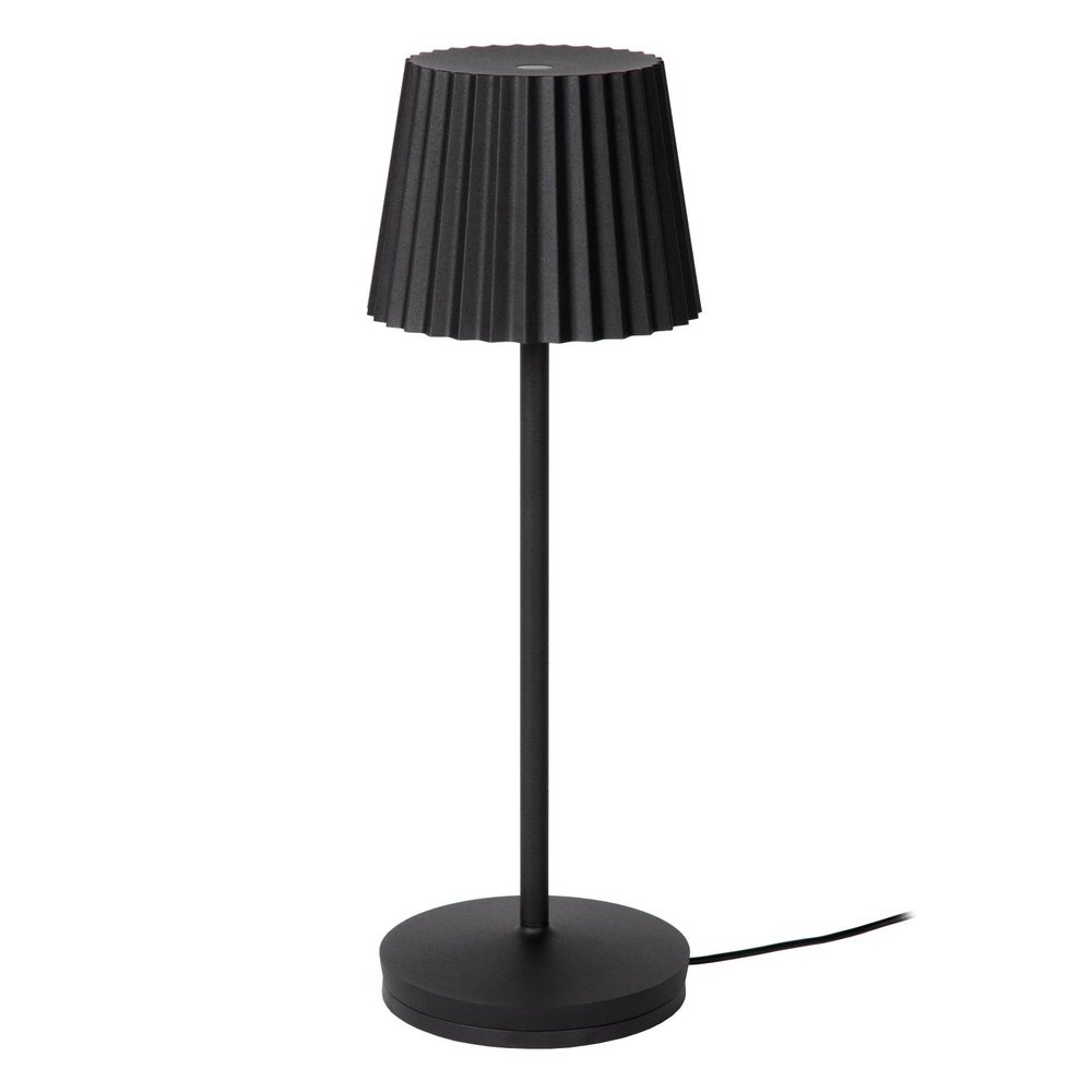 Wiederaufladbare Tischlampe Justine Schwarz mit Ladestation Lucide 5411212272171