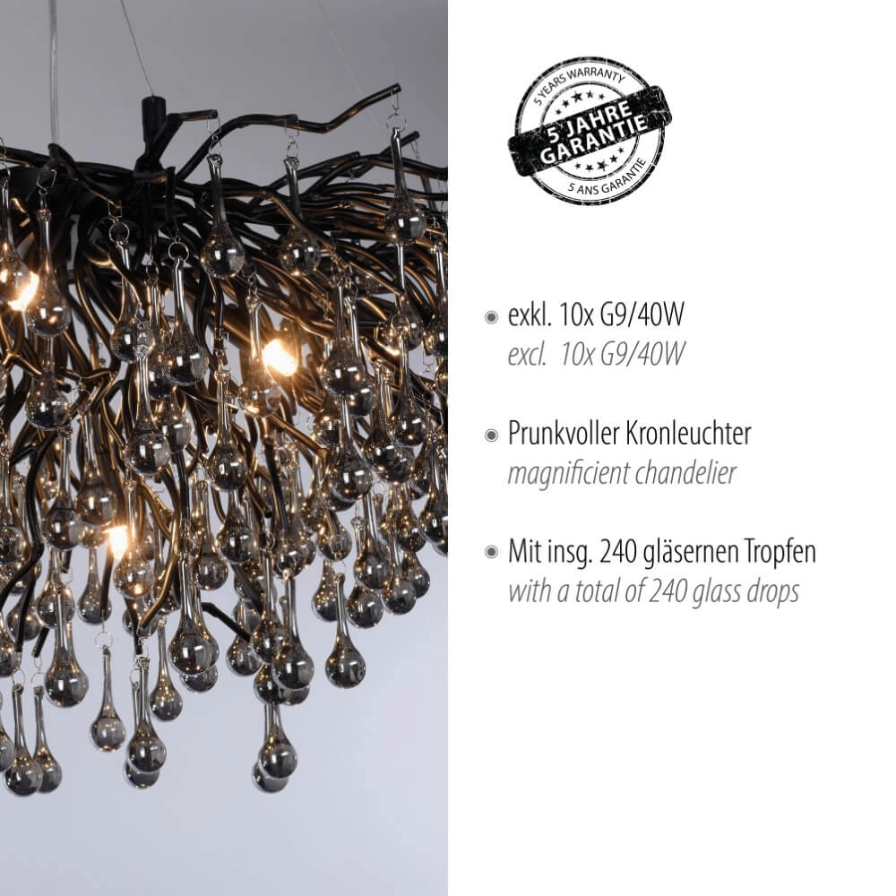 Einzigartiger Kronleuchter Icicle Schwarz Paul Neuhaus 4012248377567