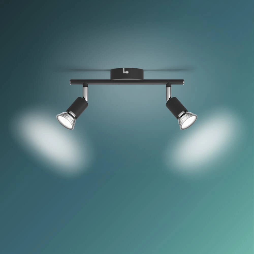 Schwarzer Deckenstrahler Limbali 2x GU10 Philips 8719514465237