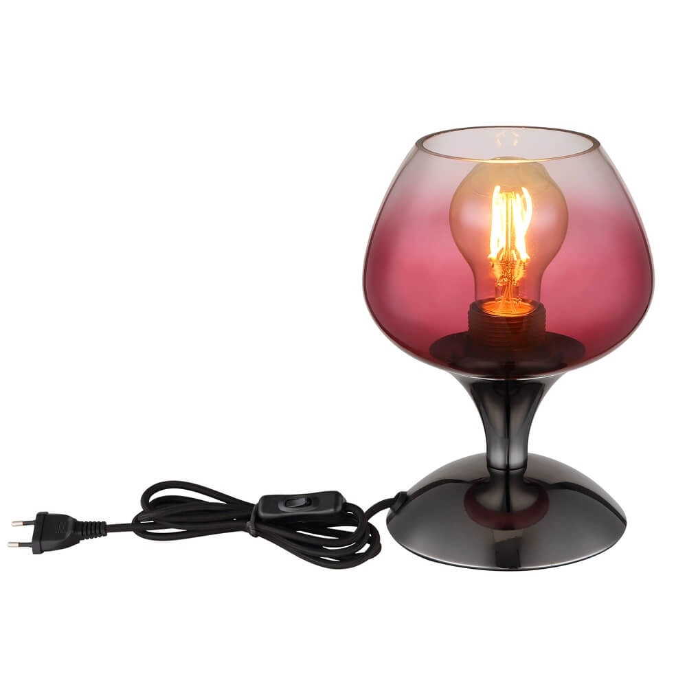 Tischleuchte aus Rotguss Maxy mit rotem Glas Ø 15cm Globo 9007371471935