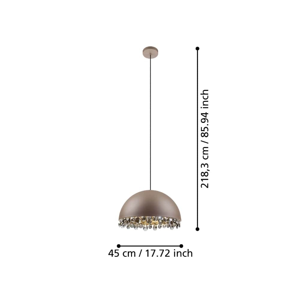 Mokka-Hängelampe mit Kristall Gaetano 2 Ø 45cm Stars of Light 9002759399481