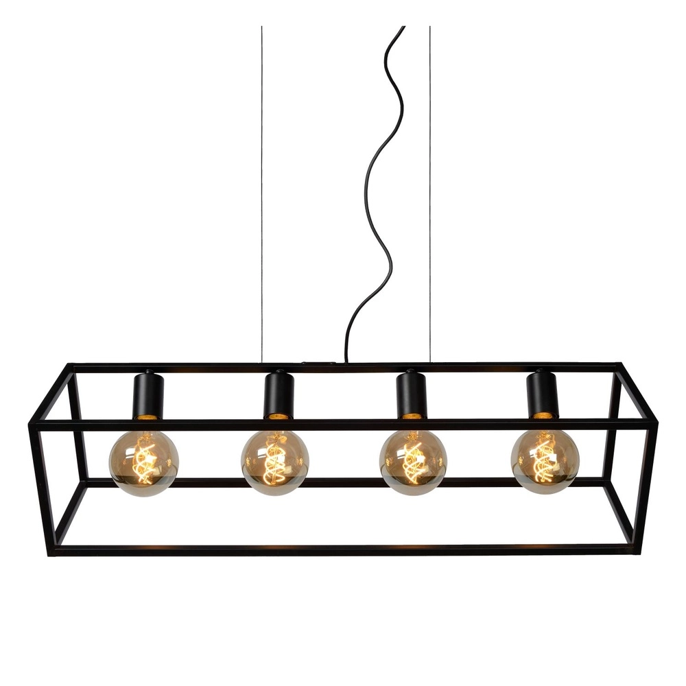 Moderne Pendellampe Fabian 4-Licht Schwarz Lucide 5411212010803