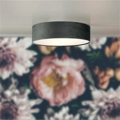 Deckenleuchte Drum Pleat 50 cm Samt Anthrazit Searchlight 5053423187242