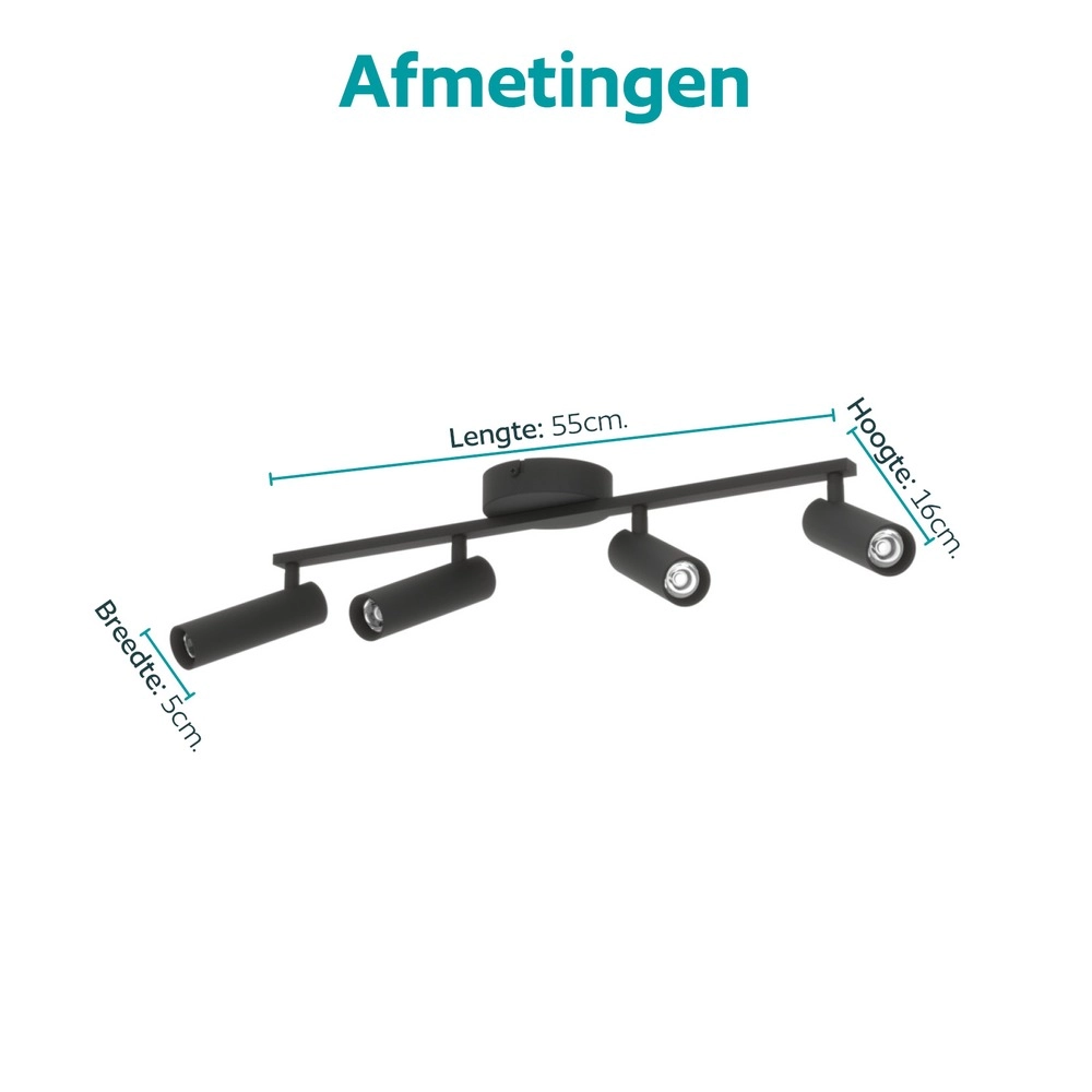 Oberflächenmontierter Spot Valproto 4-Licht Schwarz Eglo 9008606392049