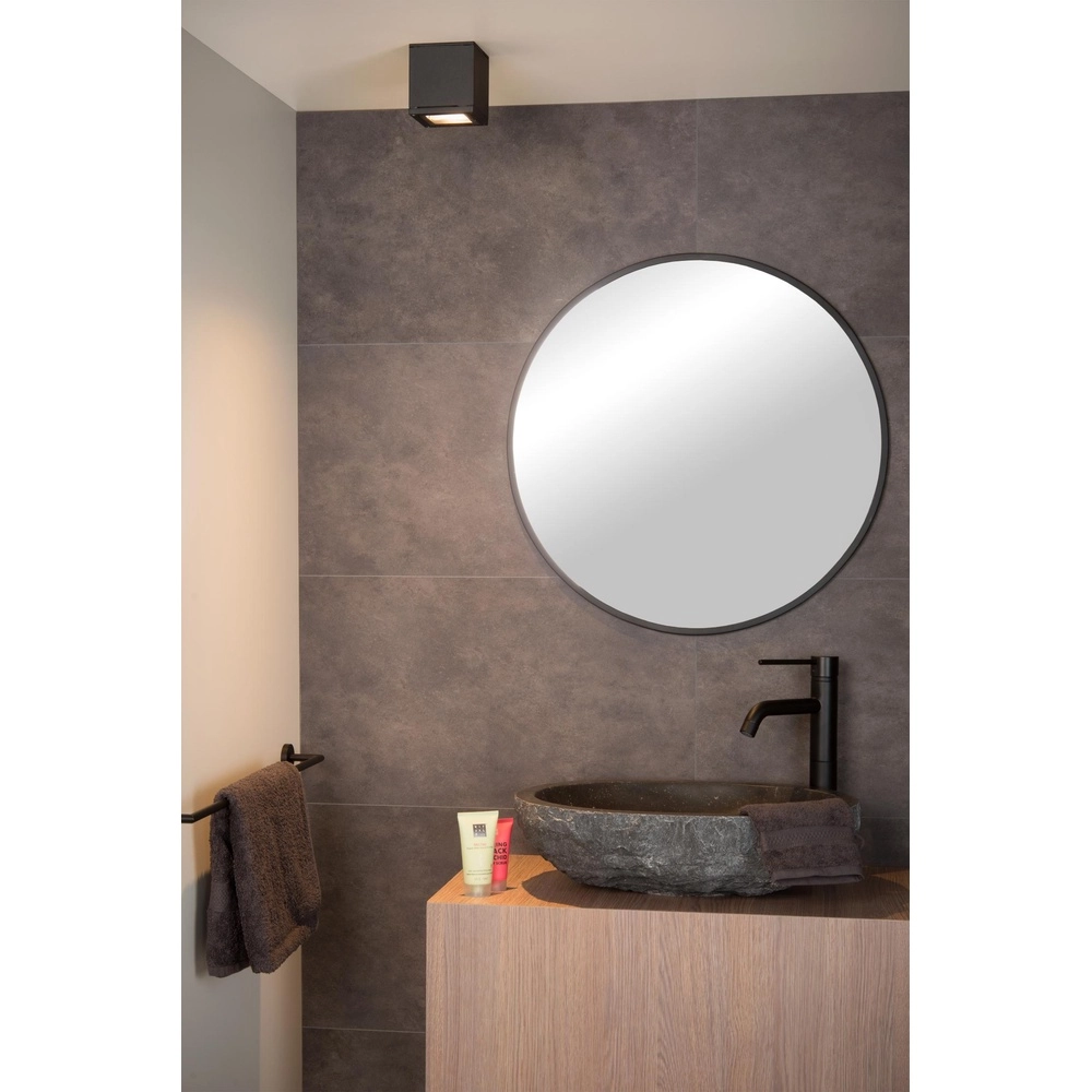 Quadratischer Deckenscheinwerfer Aven Badezimmer IP65 schwarz Lucide 5411212221452