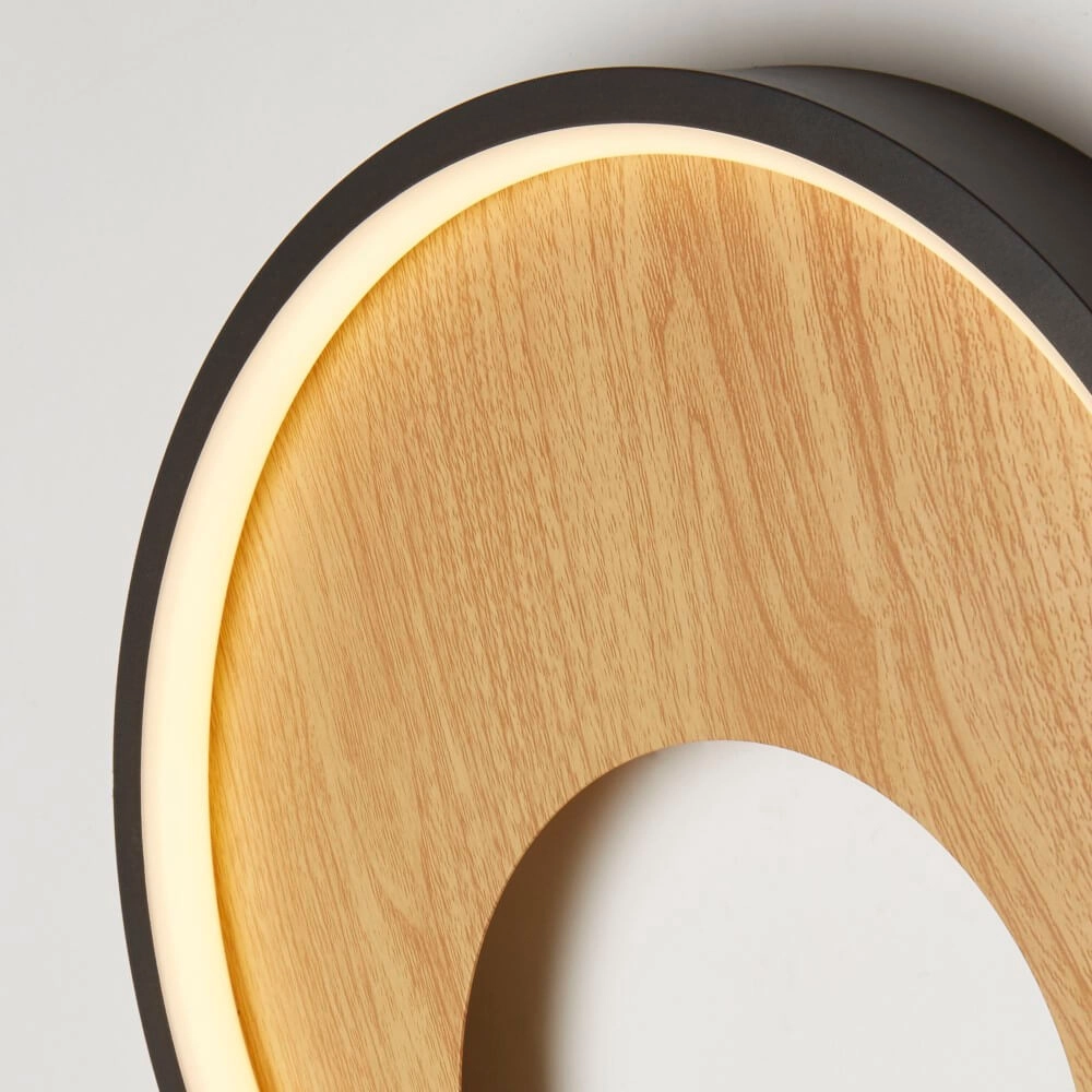 Wandlampe Curio schwarz mit Holz Searchlight 5053423246437