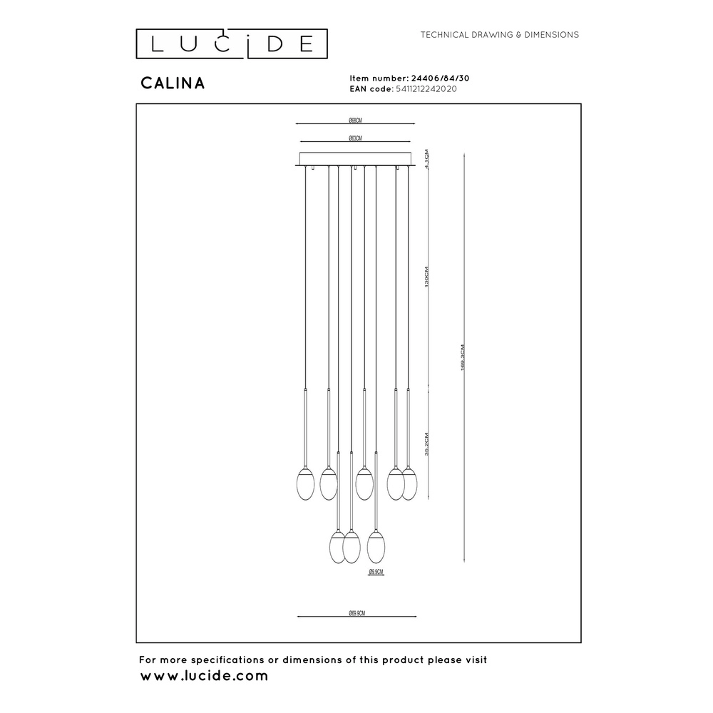 Pendellampe Calina 12-Licht mit weißen Kugeln Premium by Lucide 5411212242020