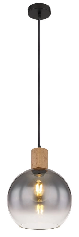 Hängelampe Moitas schwarz mit Holz