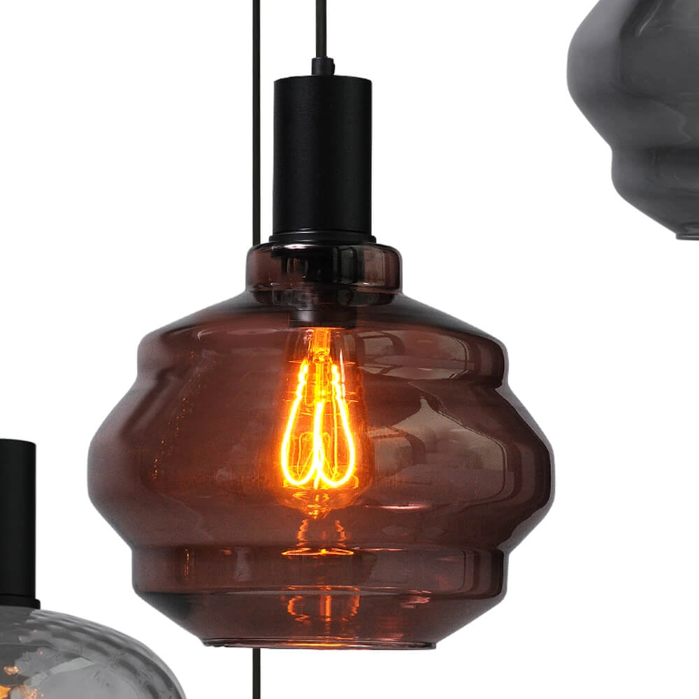 5-flammige Loft-Hängelampe - Schwarz - Porto mit verschiedenen Gläsern Masterlight 8718121271248