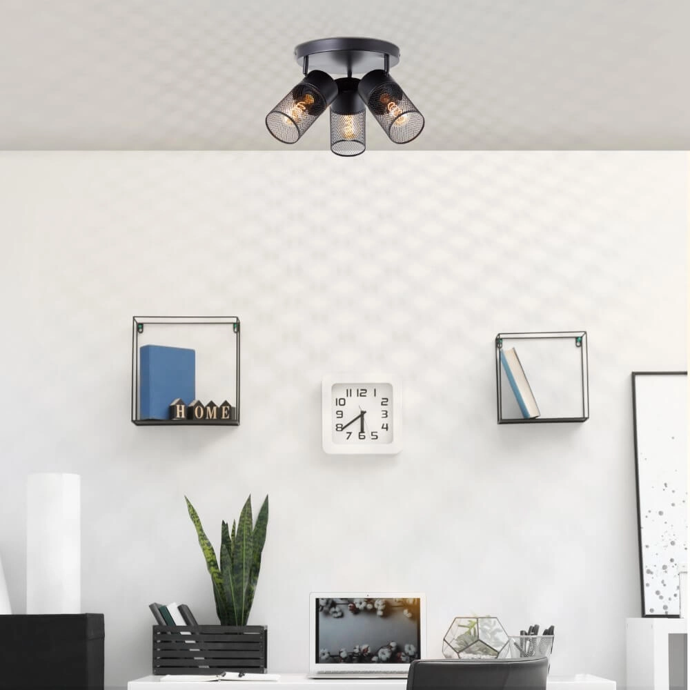 Schwarze Deckenlampe Kamolo 3x E27 Brilliant 4004353409417