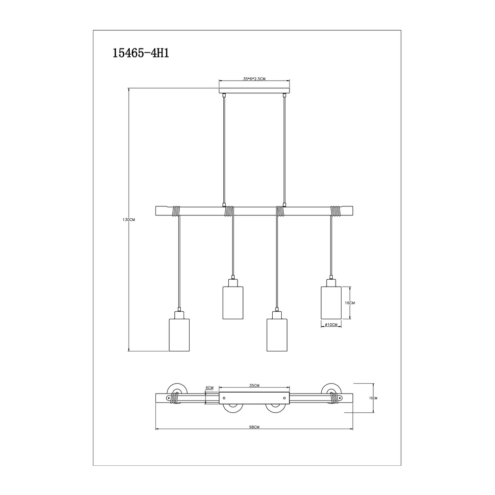 Pendellampe Hadera 4-Licht Schwarz mit Rauchglas Globo 9007371414840