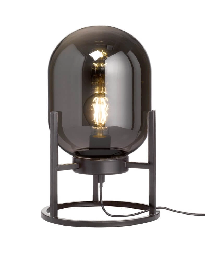 Tischlampe Regi schwarz mit Rauchglas Fischer & Honsel 4001133501309