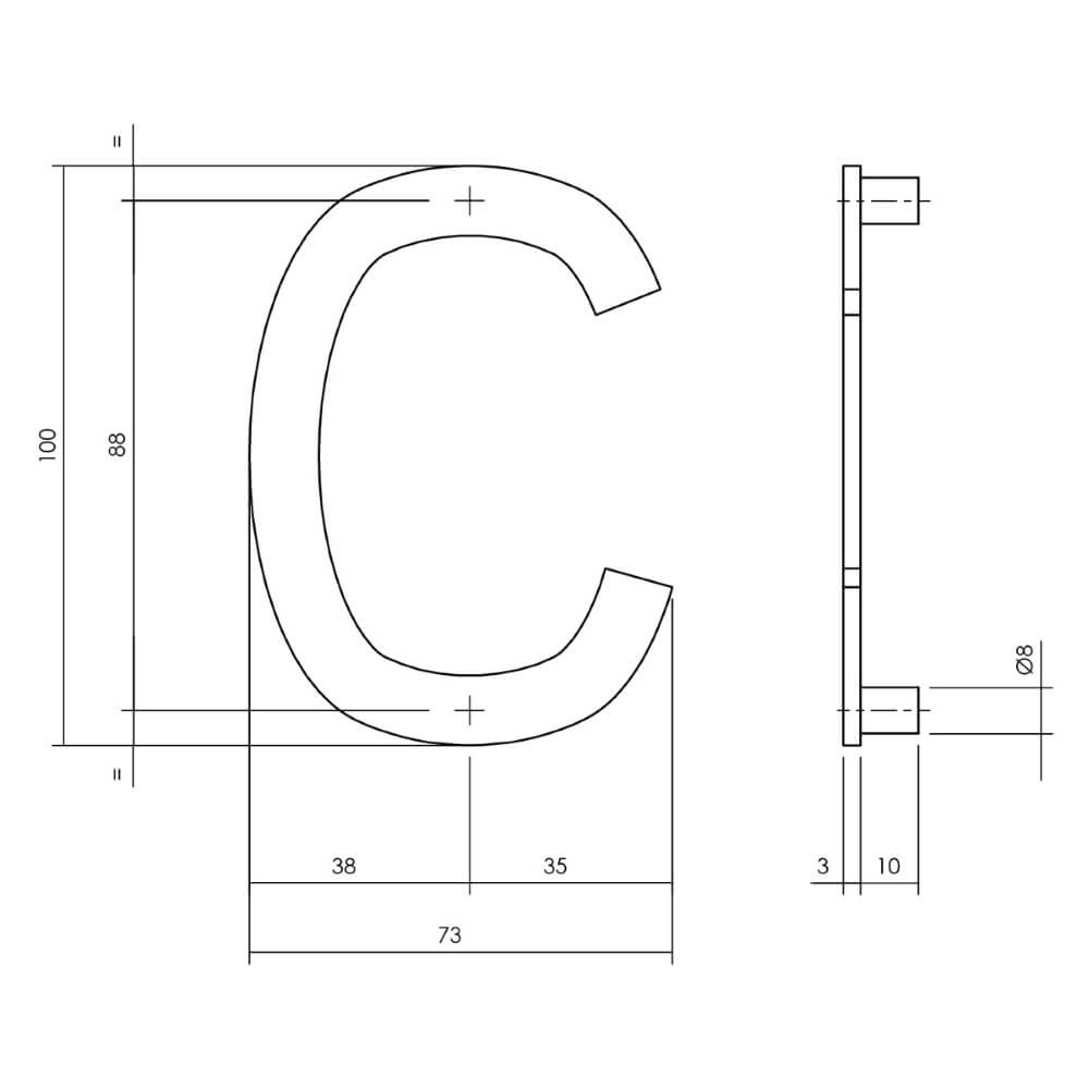 Brief C des Hauses Numbra 10cm Edelstahl Intersteel 8714186082379
