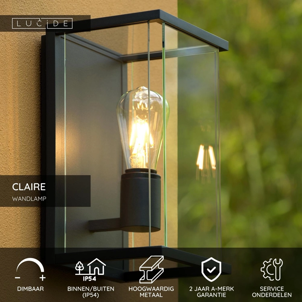 Elegante Wandlampe Claire Nur Anthrazit Lucide 5411212271488