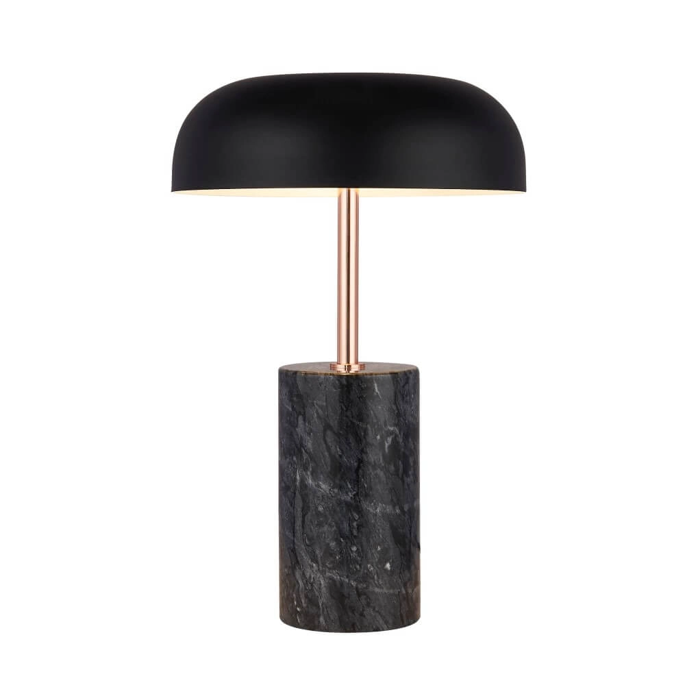 Tischlampe Tablu Marmor mit schwarzem Farbton