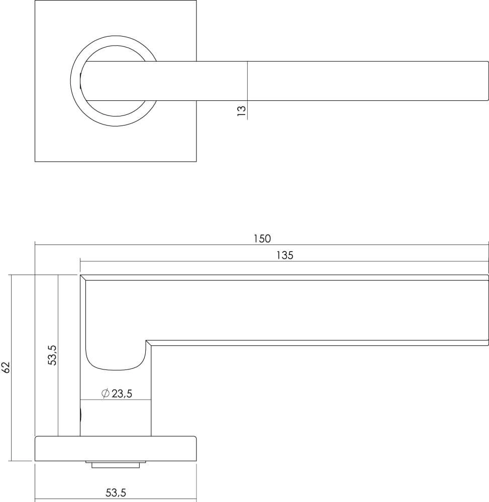 Flacher Türgriff Hoek 90 auf Rosette Edelstahl Intersteel 8714186173732