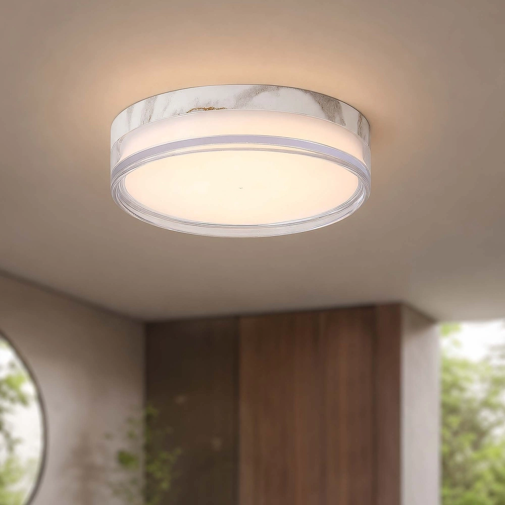 Deckenlampe Button Ø 30 cm weißer Marmor Searchlight 5,05342E+12