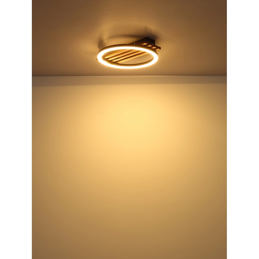 Deckenlampe Tisha Einzelne schwarz mit Holz Globo 9007371522576