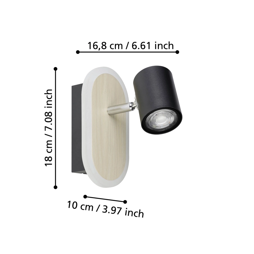 LED-Wandspot Rimbocchi Mit Holzoptik Eglo 9008606316519