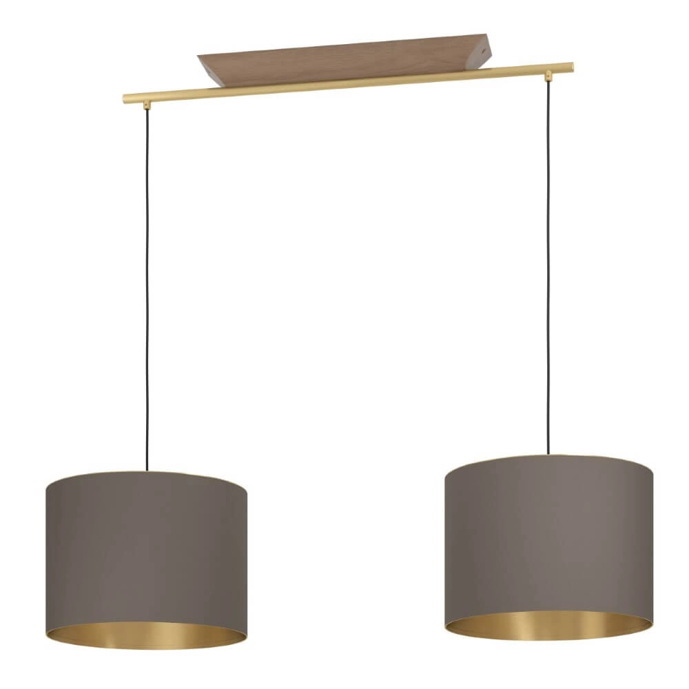 Hängelampe mit 2 Leuchten Santandria Gold mit braunem Farbton