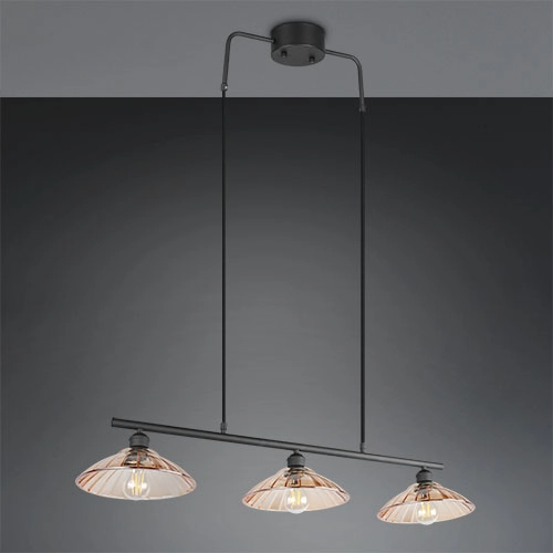 Klassische Pendellampe Eluna 3-Licht Schwarz Trio 4017807682502