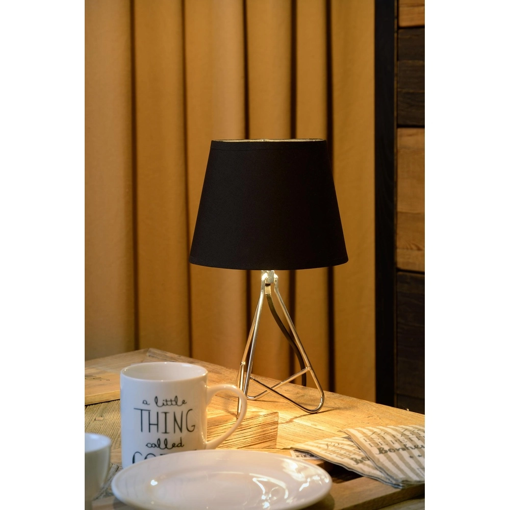 Tischlampe Gitta Chrom mit schwarzer Kappe Lucide 5411212470072