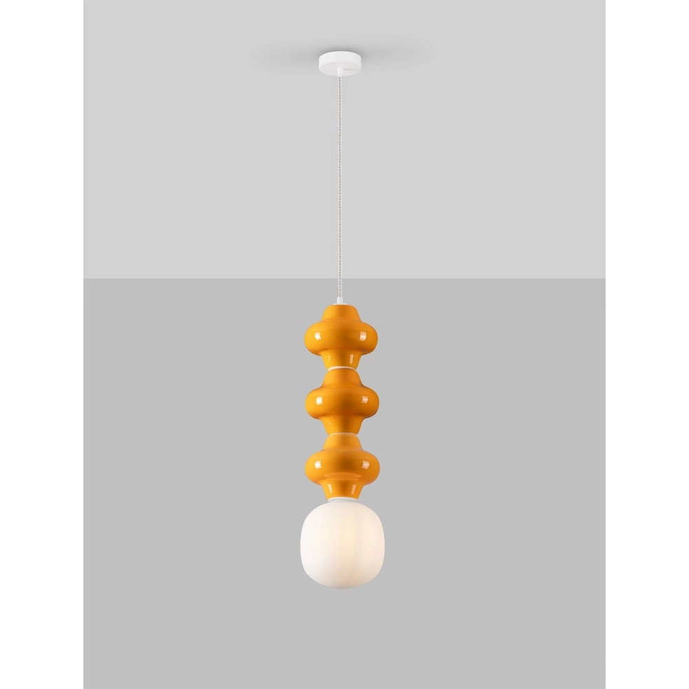 Pendelleuchte Clio L orange Keramik mit weißem Glas Lyora 5212017461322